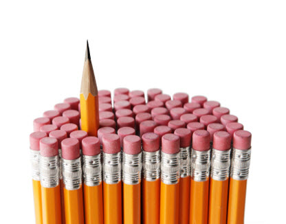 a sharpened pencil ahead of pack